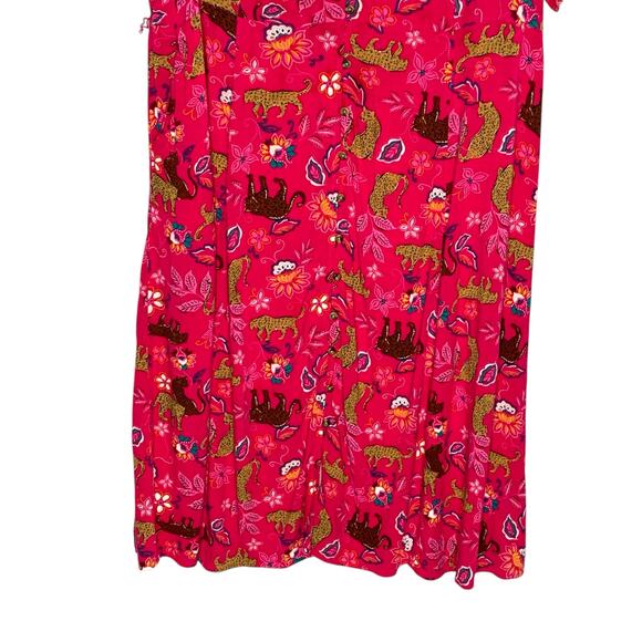 Torrid 3X Midi Rayon Slub Button Front Tie Dress Leopard Pink *flaw - Picture 5 of 10